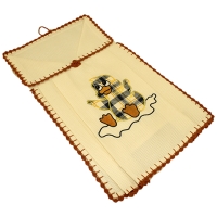 Saca de pão com bordado e aplicação de tecido